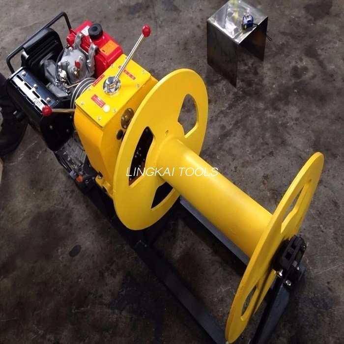 Gasolina / Diesel Motorra Kable Winch Puller Hartu Winch Stringing Ekipamendua 2 Ton