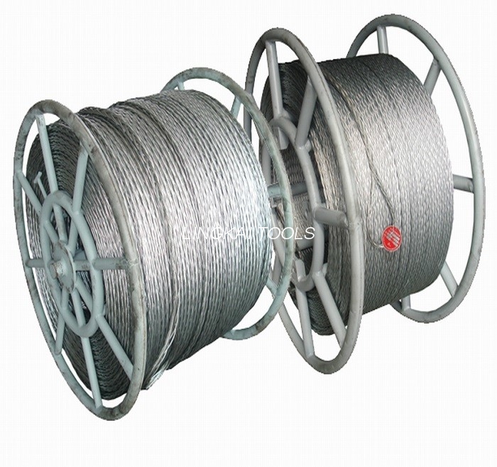 16 mm-ko altzairuzko alanbre-soka bihurrituaren aurkako bi eroaleetarako, aireko lineako tresnak lotzeko.